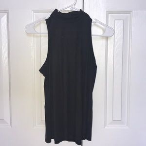 Suede mock neck tank top